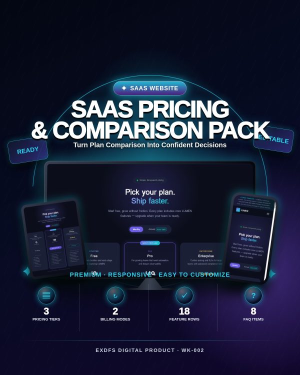 CLARITY — SaaS Pricing & Comparison Pack — Static HTML/CSS/JS
