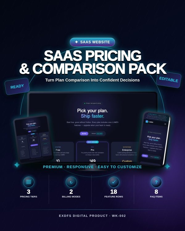 WK-002_Cover_111_v2 CLARITY — SaaS Pricing & Comparison Pack — Static HTML/CSS/JS