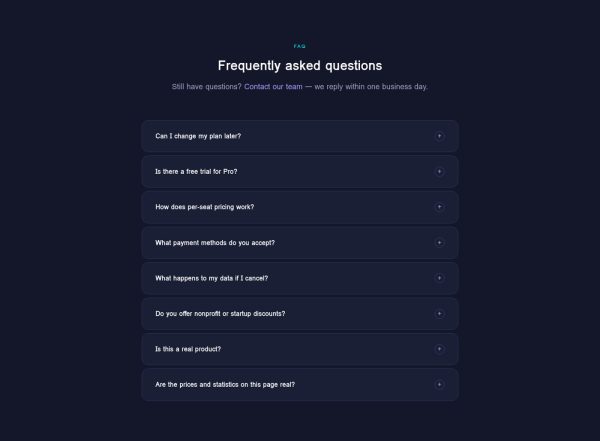 WK-002_Gallery_04_FAQ CLARITY — SaaS Pricing & Comparison Pack — Static HTML/CSS/JS