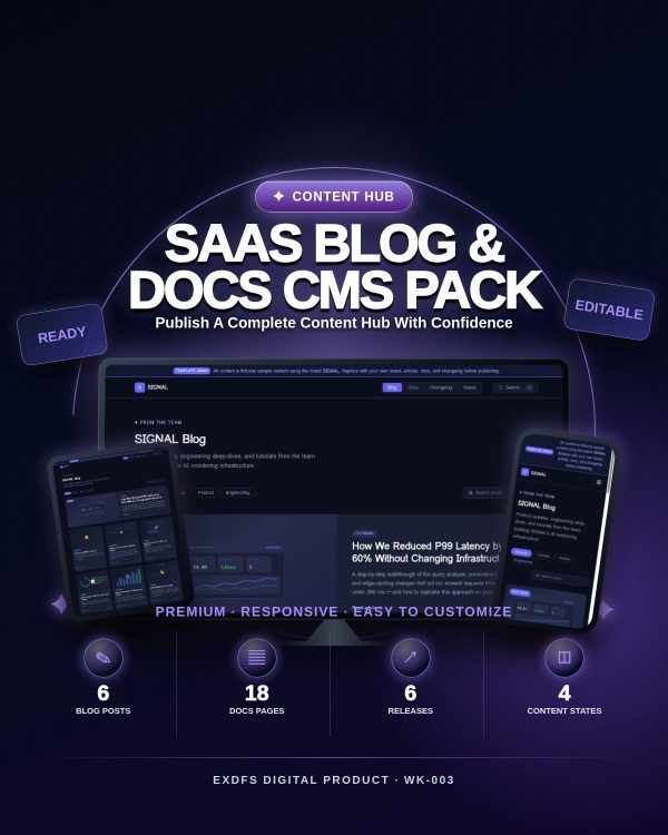 WK-003_Cover_111_safe SIGNAL — SaaS Blog & Docs CMS Pack — Static HTML/CSS/JS