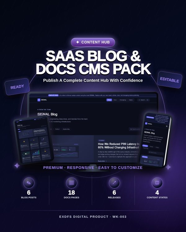 WK-003_Cover_111_v2 SIGNAL — SaaS Blog & Docs CMS Pack — Static HTML/CSS/JS