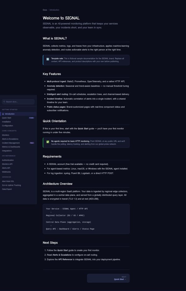 WK-003_Gallery_02_Docs SIGNAL — SaaS Blog & Docs CMS Pack — Static HTML/CSS/JS