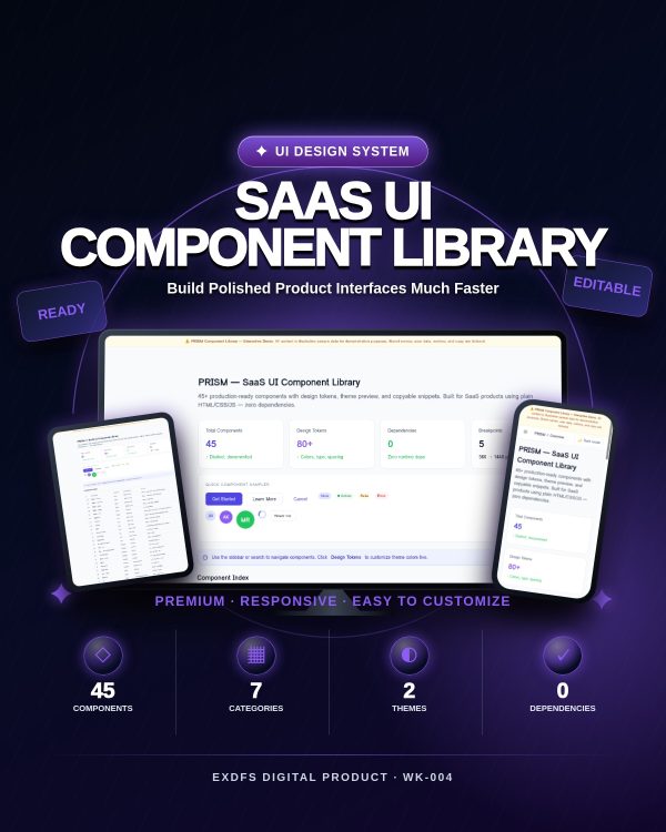 PRISM — SaaS UI Component Library — Static HTML/CSS/JS
