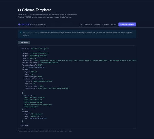 VECTOR — Launch Copy & SEO Pack for AI & SaaS Products