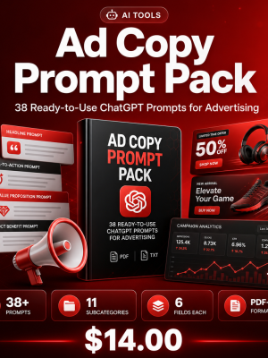 Ad Copy Prompt Pack – 38 Ready-to-Use ChatGPT Prompts for Advertising