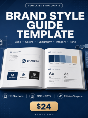 Brand Style Guide Template — Complete Logo, Color, Typography, Imagery & Tone of Voice Kit