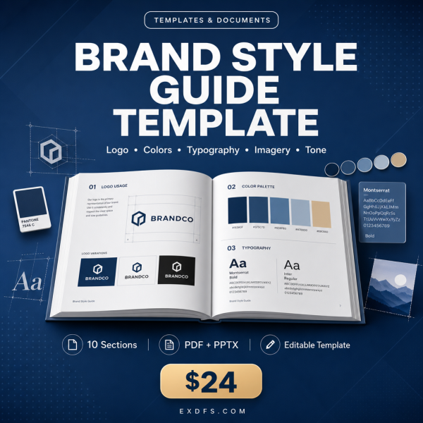 Brand Style Guide Template — Complete Logo, Color, Typography, Imagery & Tone of Voice Kit