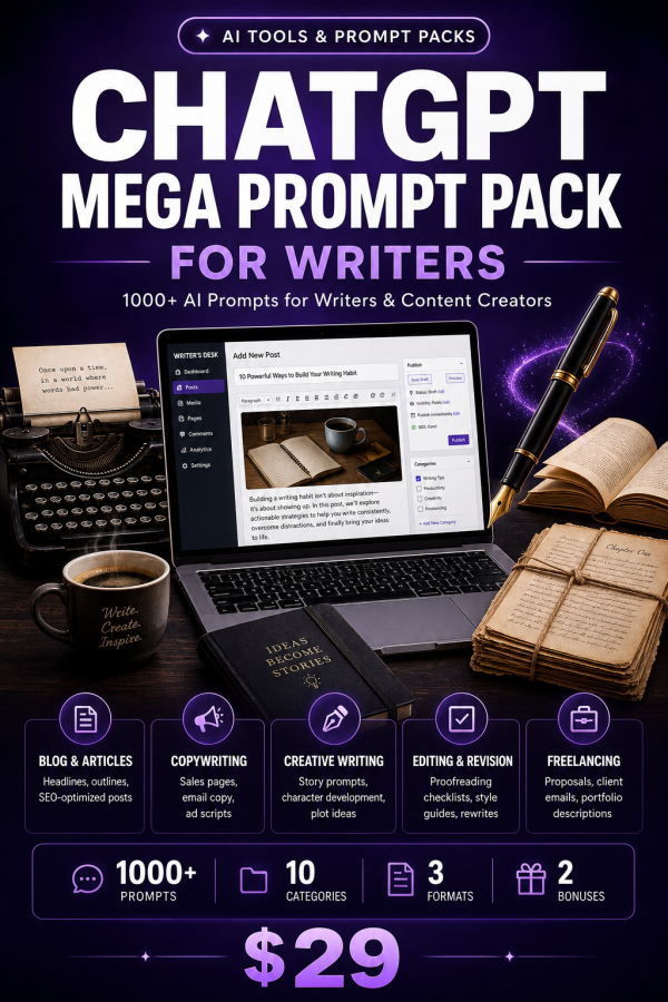 ChatGPT Mega Prompt Pack for Writers