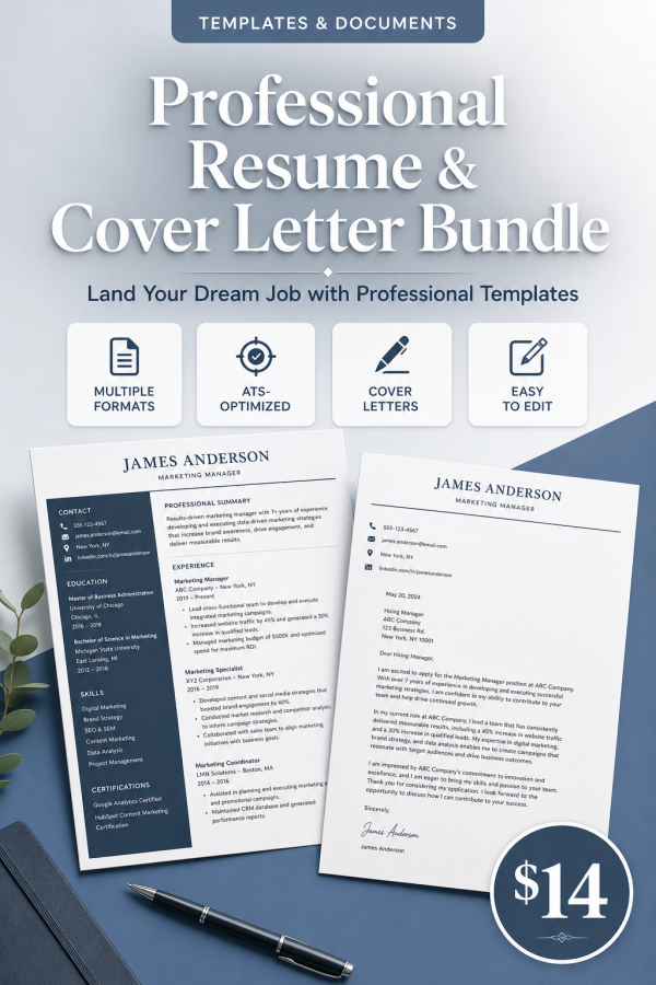 Professional Resume & Cover Letter Bundle