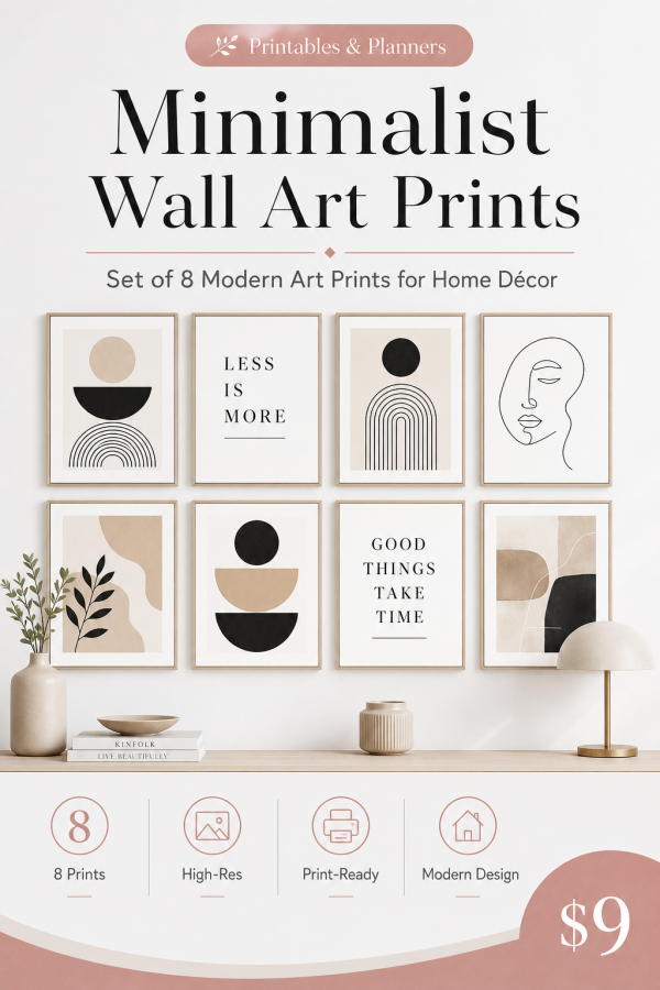 cover_detail_1404 Minimalist Wall Art Prints — Set of 8 Modern Art Prints, Geometric, Typography, Abstract & Botanical Line Art