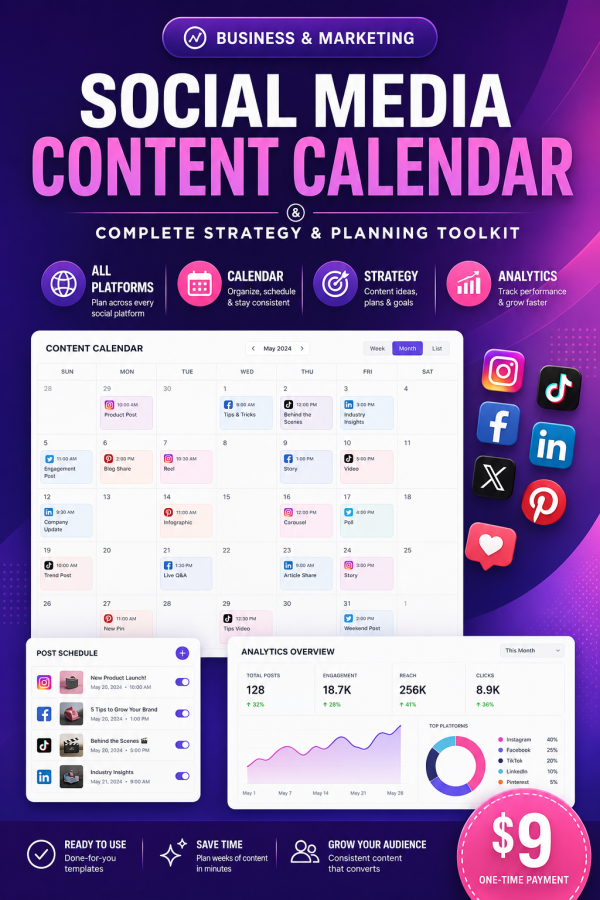 cover_detail_1716 Social Media Content Calendar & Strategy Planner — Complete Toolkit for All Platforms