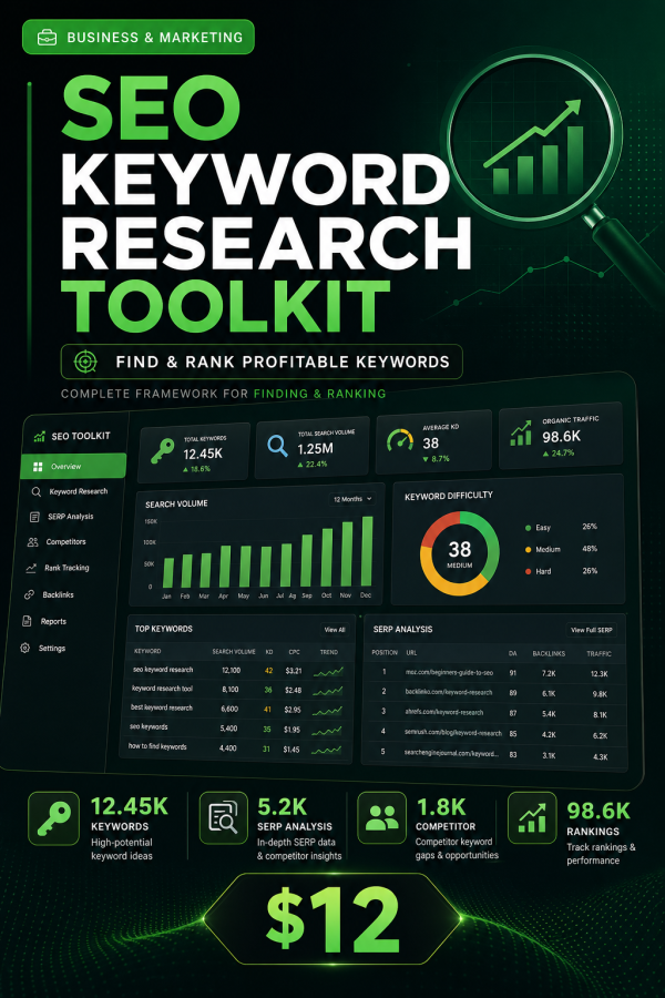 SEO Keyword Research Toolkit — Complete Framework for Finding & Ranking Profitable Keywords