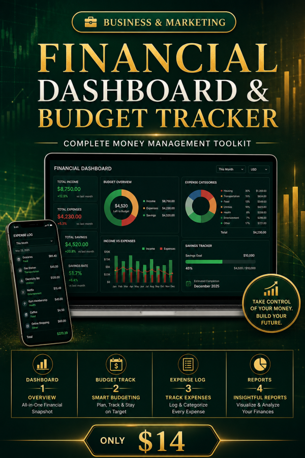 Financial Dashboard & Budget Tracker — Complete Money Management Toolkit