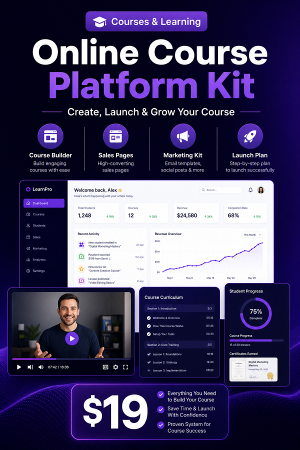 Online Course Platform Kit — Create, Launch & Grow Your Course