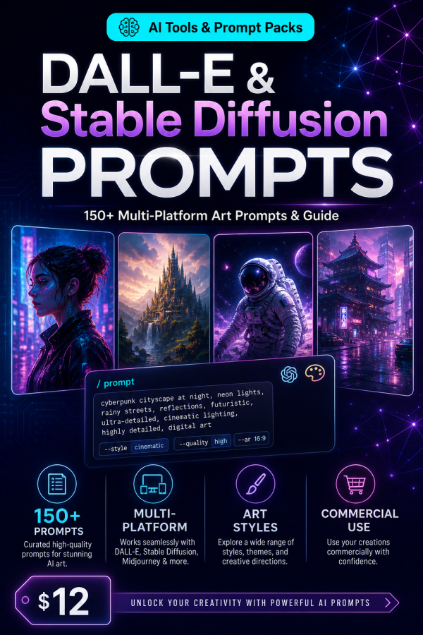 cover_detail_1770 DALL-E & Stable Diffusion Art Prompts — 150+ Multi-Platform Prompts & Complete Guides