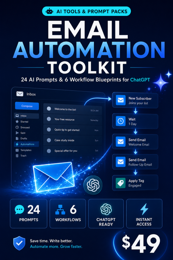 Email Automation Toolkit — 24 AI Prompts & 6 Workflow Blueprints for ChatGPT