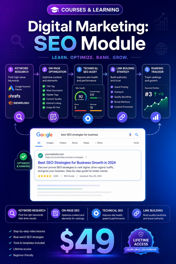 Digital Marketing: SEO Module — Keyword Research, On-Page, Technical SEO & Link Building