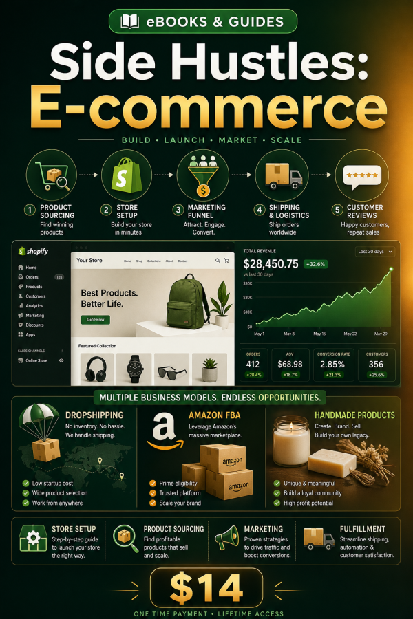 Side Hustles: E-commerce — Launch Your Online Store with Dropshipping, FBA & More