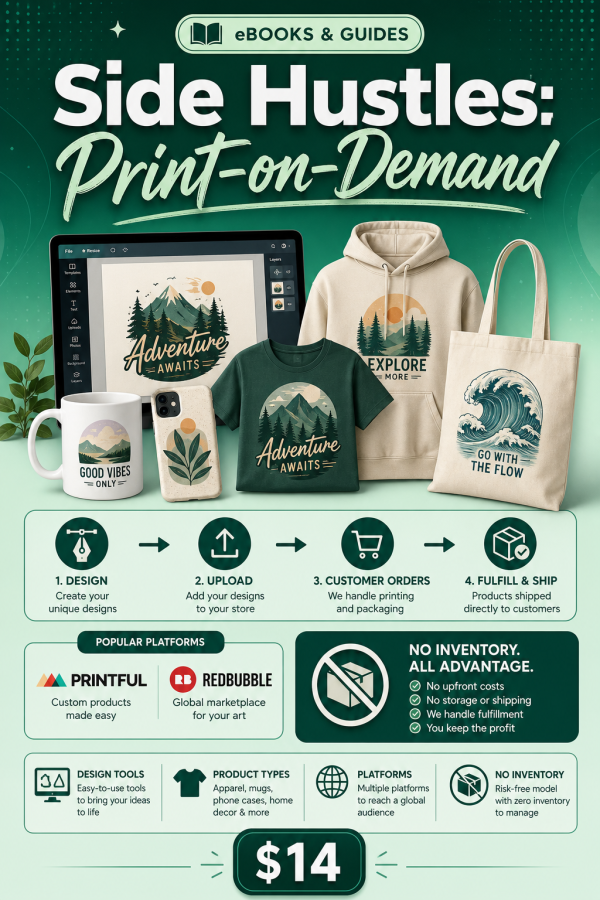 Side Hustles: Print-on-Demand — Design, Upload & Sell Custom Merch with Zero Inventory