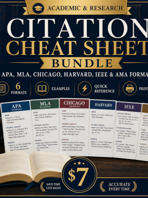 Citation Cheat Sheet Bundle — APA, MLA, Chicago, Harvard, IEEE & AMA