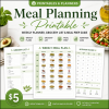 Meal Planning Printable — Weekly Planner, Grocery List, Meal Prep & Nutrition Tracker