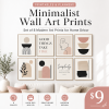 Minimalist Wall Art Prints — Set of 8 Modern Art Prints, Geometric, Typography, Abstract & Botanical Line Art
