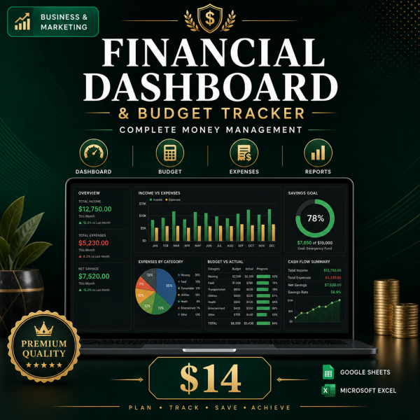 Financial Dashboard & Budget Tracker — Complete Money Management Toolkit