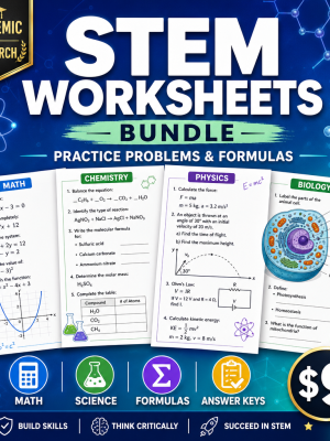 STEM Worksheet Bundle — Practice Problems, Formulas & Study Guides