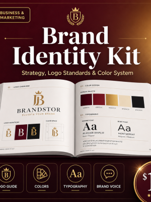 Brand Identity Kit Template — Strategy, Logo Standards, Color System & Messaging Framework