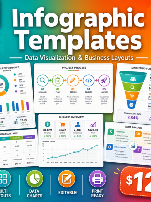Infographic Template Pack — Design Guide, Business Templates, Data Visualization & Process Frameworks
