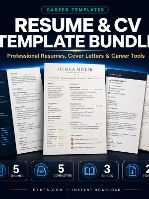 cover_thumbnail_1707_final Resume & CV Template Bundle | 5 Professional Styles | ATS-Friendly | Instant Download