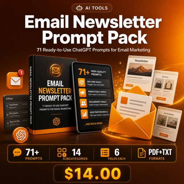 Email Newsletter Prompt Pack – 71 Ready-to-Use ChatGPT Prompts for Email Marketing