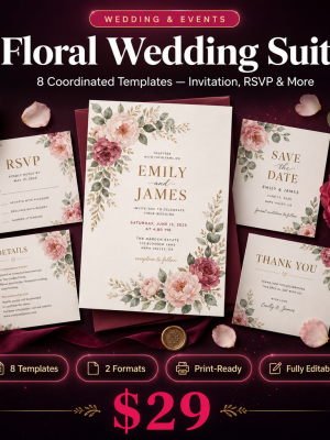 floral-wedding-thumbnail Floral Wedding Suite – 8 Botanical Invitation & Stationery Templates