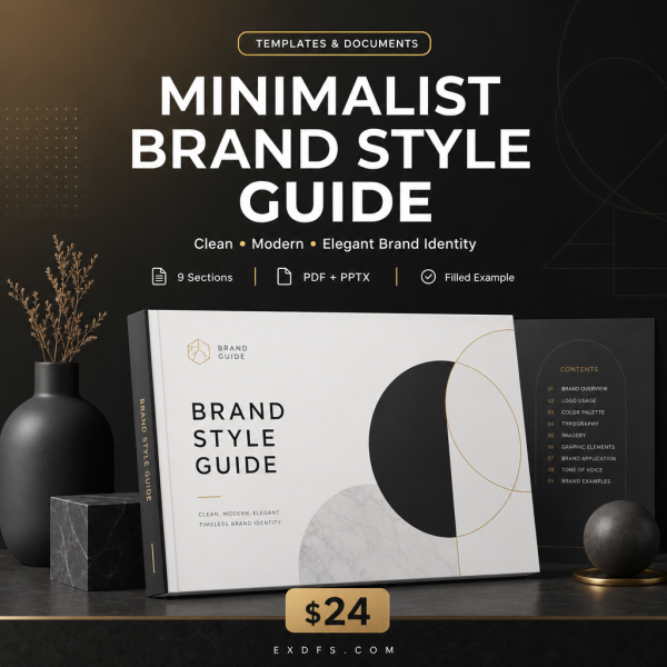 minimalist-thumbnail Minimalist Brand Style Guide — Clean, Modern & Elegant Brand Identity Template