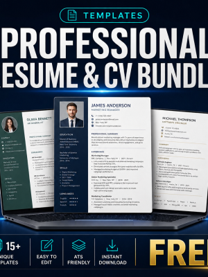 product-1994-free Professional Resume & CV Bundle — 10 ATS Word Templates