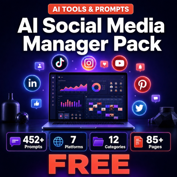 AI Social Media Manager Pack — 400+ ChatGPT Prompts for Content Creation, Scheduling & Growth Strategy
