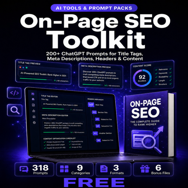 product-2033-free On-Page SEO Toolkit — 200+ ChatGPT Prompts for Title Tags, Meta Descriptions, Headers & Content Optimization