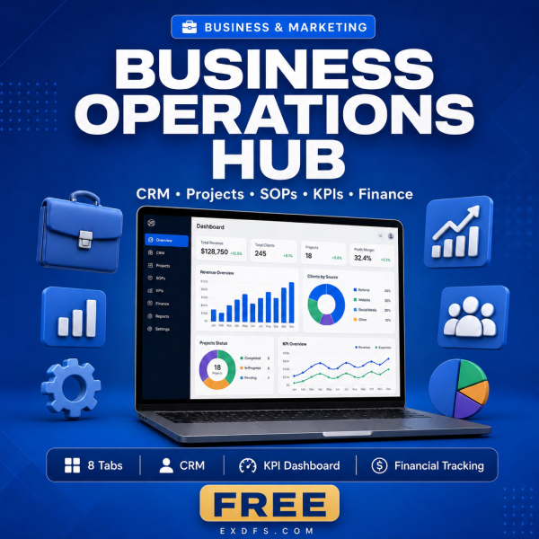 Business Operations Hub — Complete CRM, Project Tracking, SOPs & KPI Dashboard