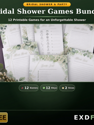 Bridal Shower Games Bundle — 12 Printable Party Games with Answer Keys