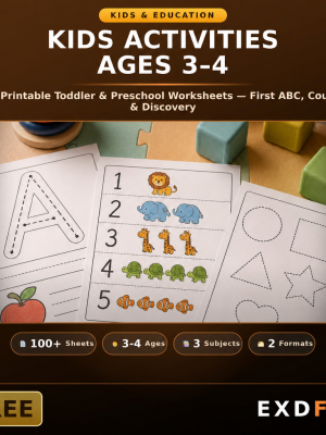 product-2588-free Kids Activities Ages 3-4 — 100+ Printable Toddler & Preschool Learning Worksheets