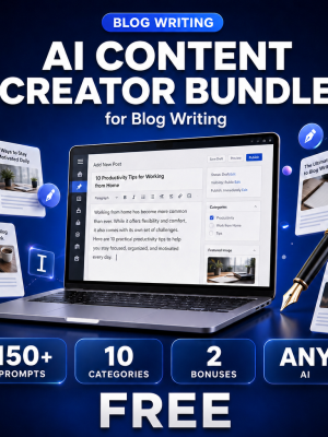 AI Content Creator Bundle for Blog Writing — 150+ Expert Prompts for Posts, Headlines, SEO & Engagement