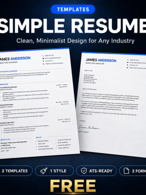 product-2720-free Simple Resume Template — Clean, Minimalist Design for Any Industry