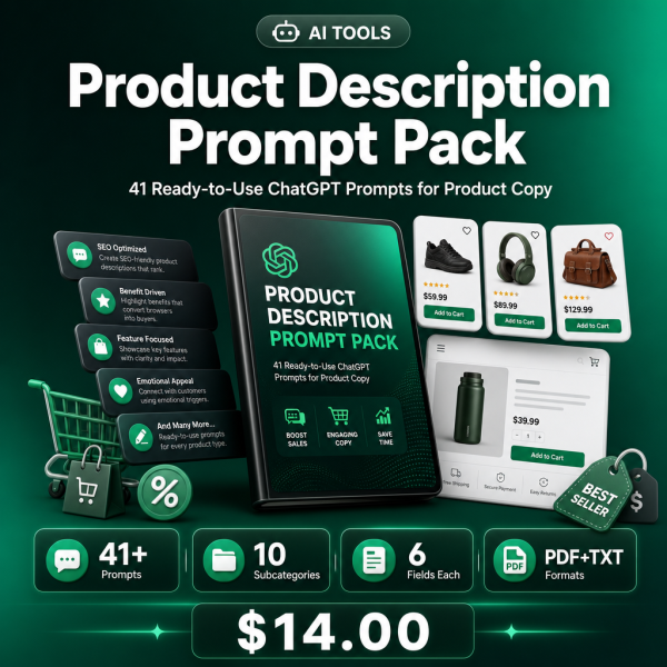 product-descriptions-thumbnail Product Description Prompt Pack – 41 Ready-to-Use ChatGPT Prompts for Product Copy