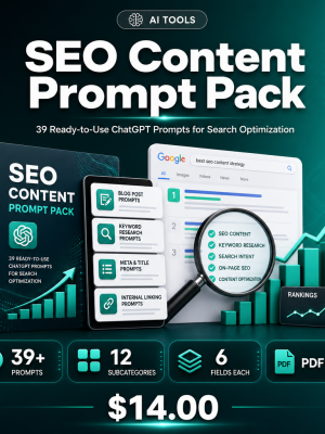 SEO Content Prompt Pack – 39 Ready-to-Use ChatGPT Prompts for Search Optimization