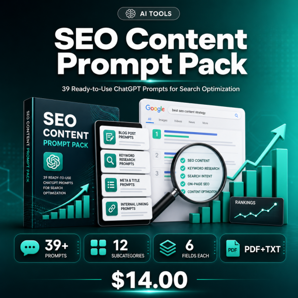 SEO Content Prompt Pack – 39 Ready-to-Use ChatGPT Prompts for Search Optimization