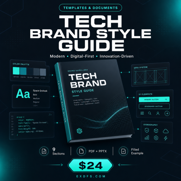 tech-thumbnail Tech Brand Style Guide — Modern, Digital-First & Innovation-Driven Brand Identity Template
