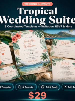 tropical-wedding-thumbnail Tropical Wedding Suite – 8 Island-Inspired Invitation & Stationery Templates
