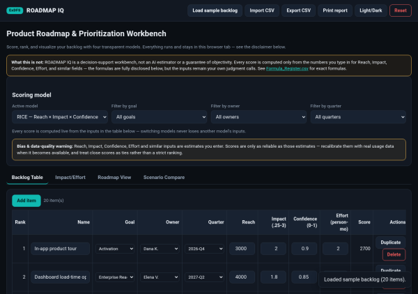 01_backlog_table_rice ROADMAP IQ — Product Roadmap & Prioritization Workbench