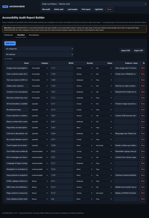ACCESSCHECK — Accessibility Audit Report Builder