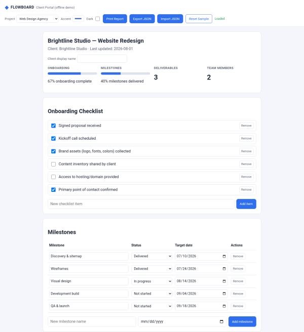 FLOWBOARD — Client Onboarding & Project Delivery Portal